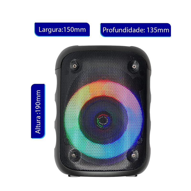 Caixa de som Bluetooth LED RGB Portátil TWS Estéreo sem Fio 10W