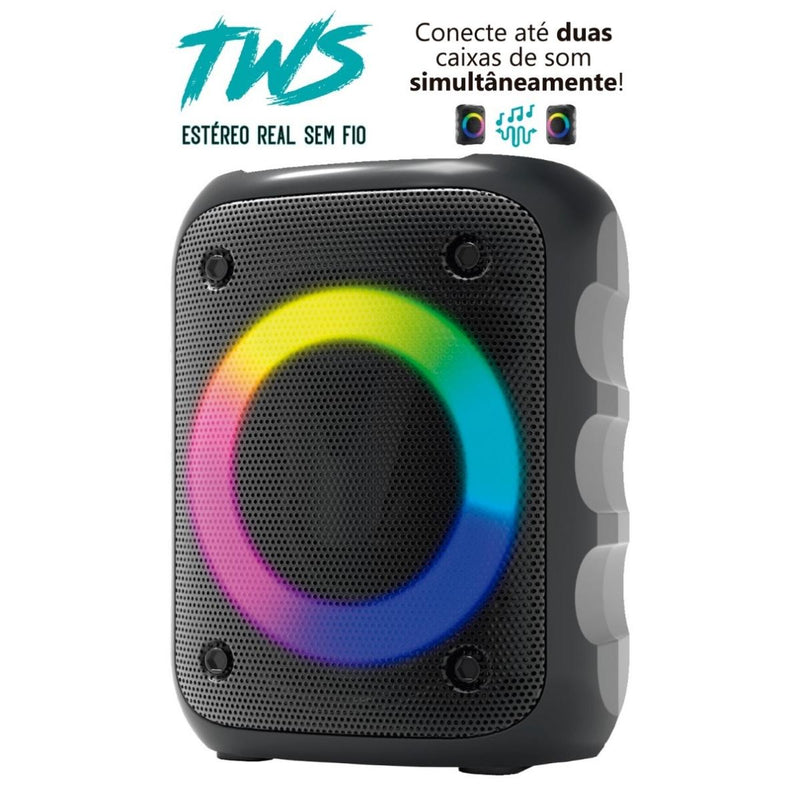 Caixa de som Bluetooth LED RGB Portátil TWS Estéreo sem Fio 10W