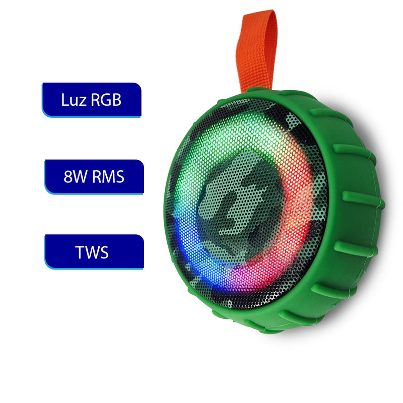 Caixa de som Bluetooth Portátil Luz RGB Resistente Água TWS 8W